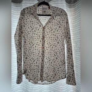 Men's Casual White Printed Button-Down Shirt